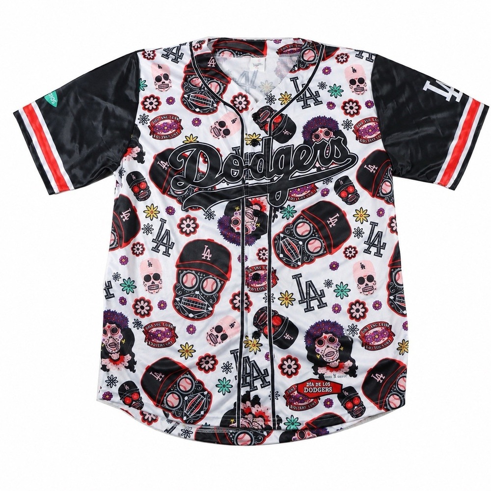 Los Angeles Dodgers Dia De Los Muertos Baseball Jersey Sugar Skull SGA Men's XL